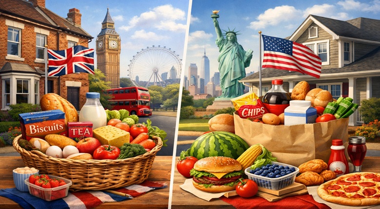 Compare Average Food Costs for UK vs. U.S. Households (Monthly Breakdown)